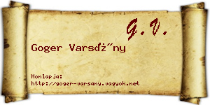 Goger Varsány névjegykártya